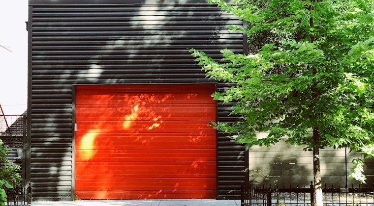 Red closed door shutter
