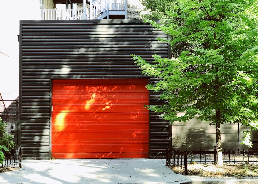 Red closed door shutter